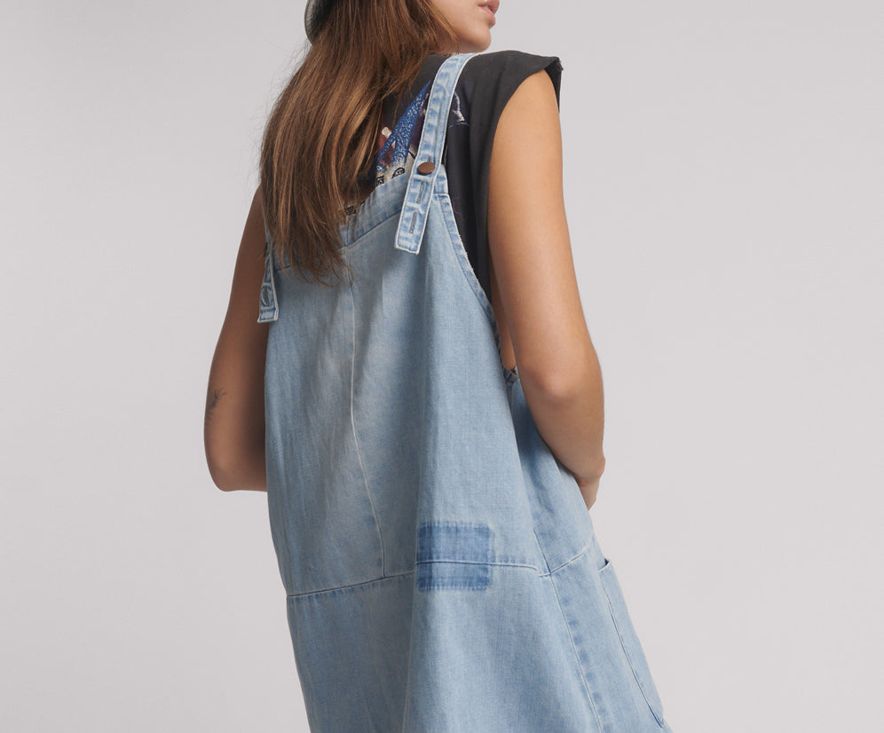 Hemp Denim Pini Mini Dress - Faded Blue