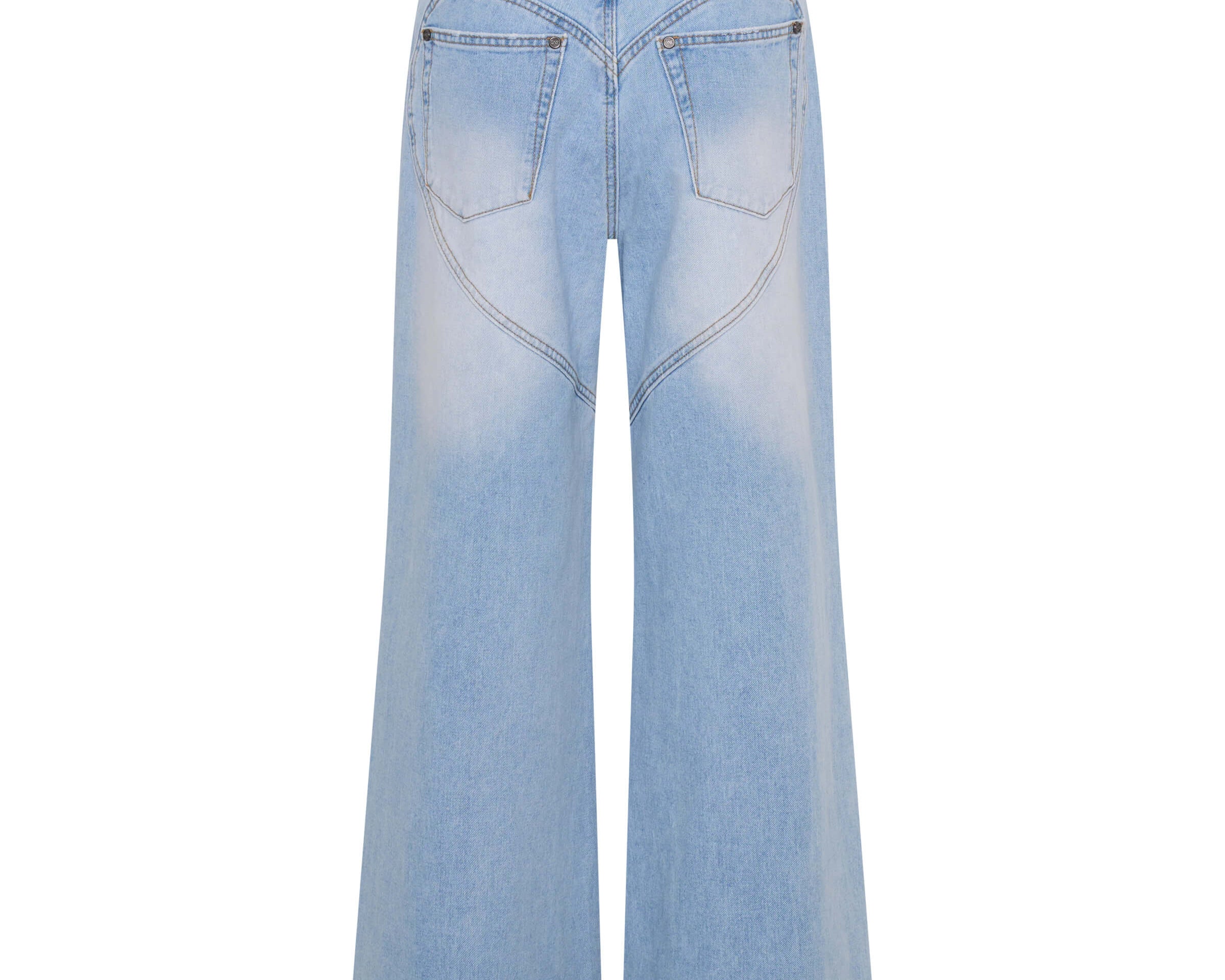 Love Machines Mid Waist Super Wide Leg Denim Jeans - Blue Heart