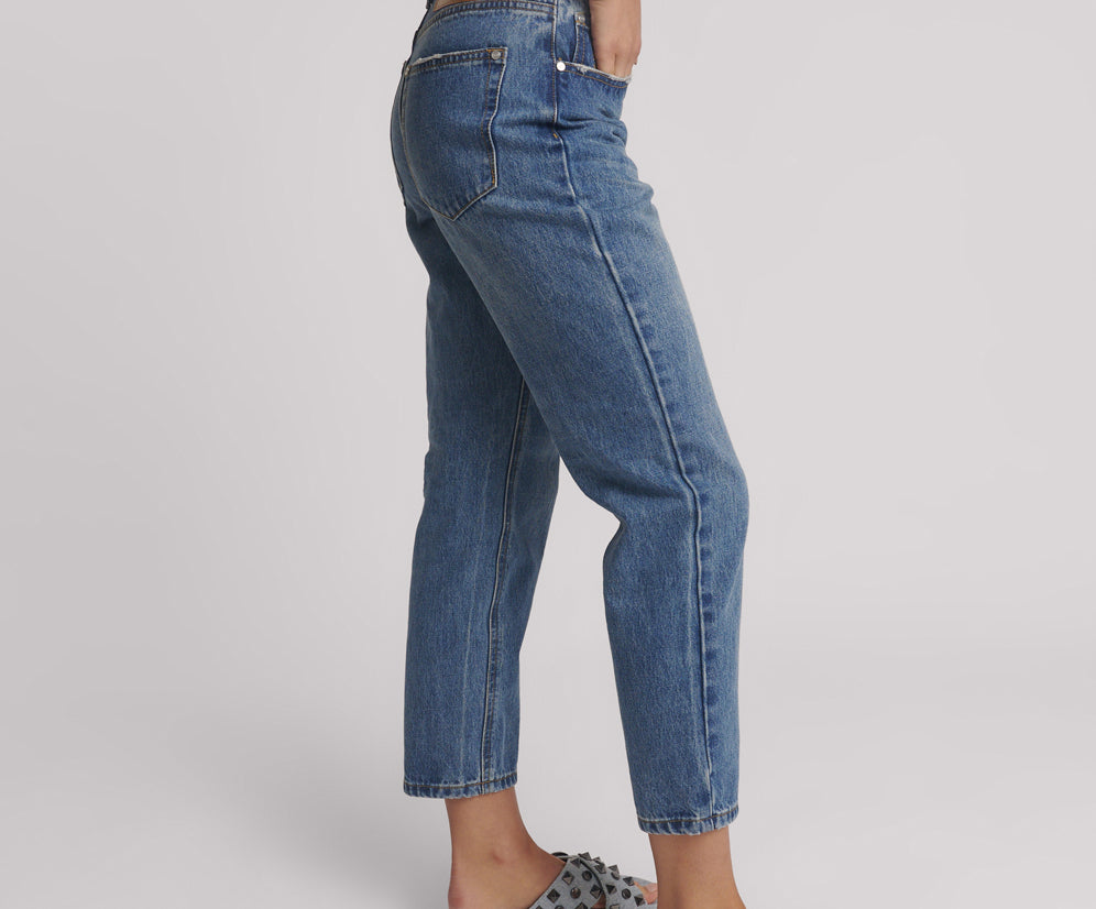 Slims High Waist Cropped Slim Fit Denim Jeans - Blue Love