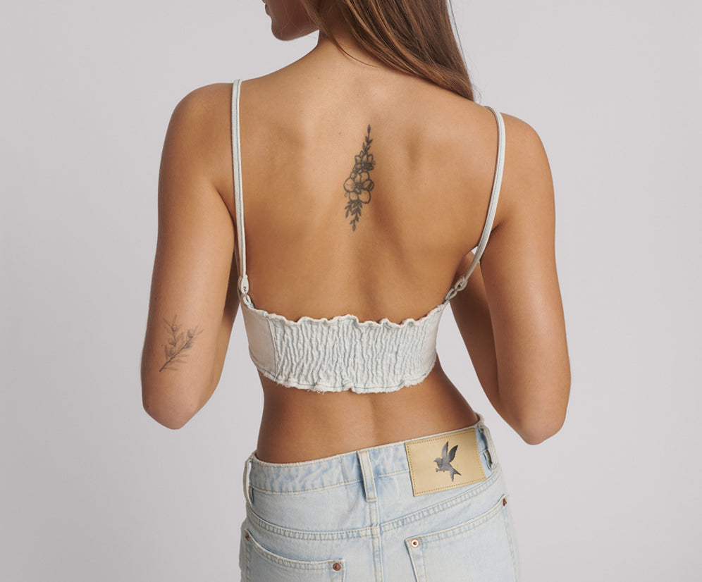 Denim Heart Backless Crop Top - Le Surf Blue