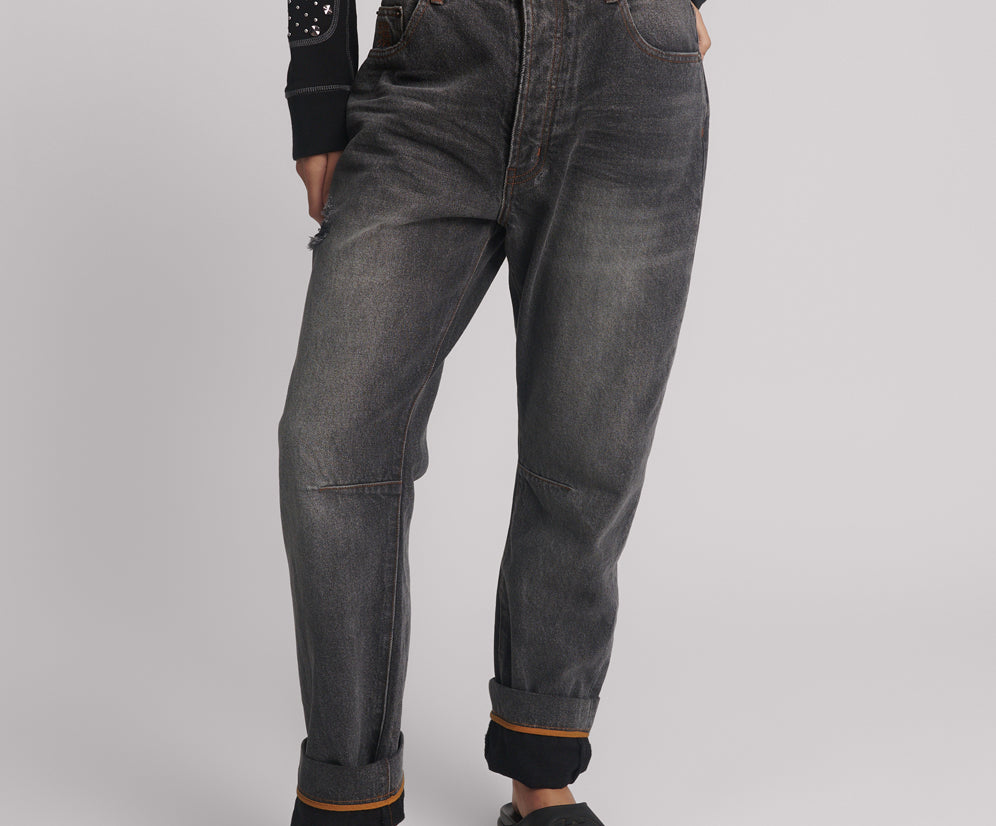 Bandits Low Waist Boyfriend Denim Jeans - Worn Black