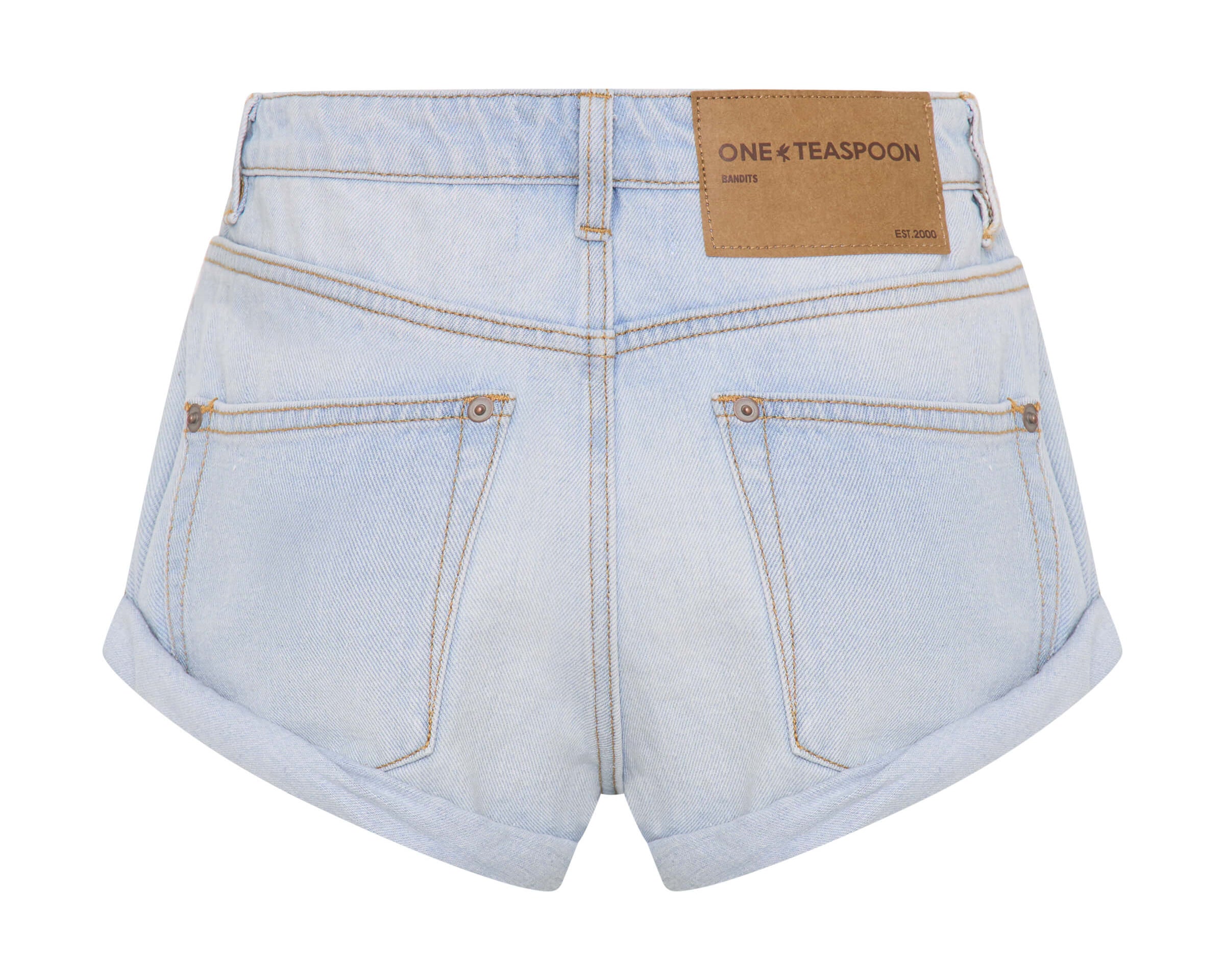 Cyber Blue Bandits Low Waist Denim Shorts - Cyber Blue