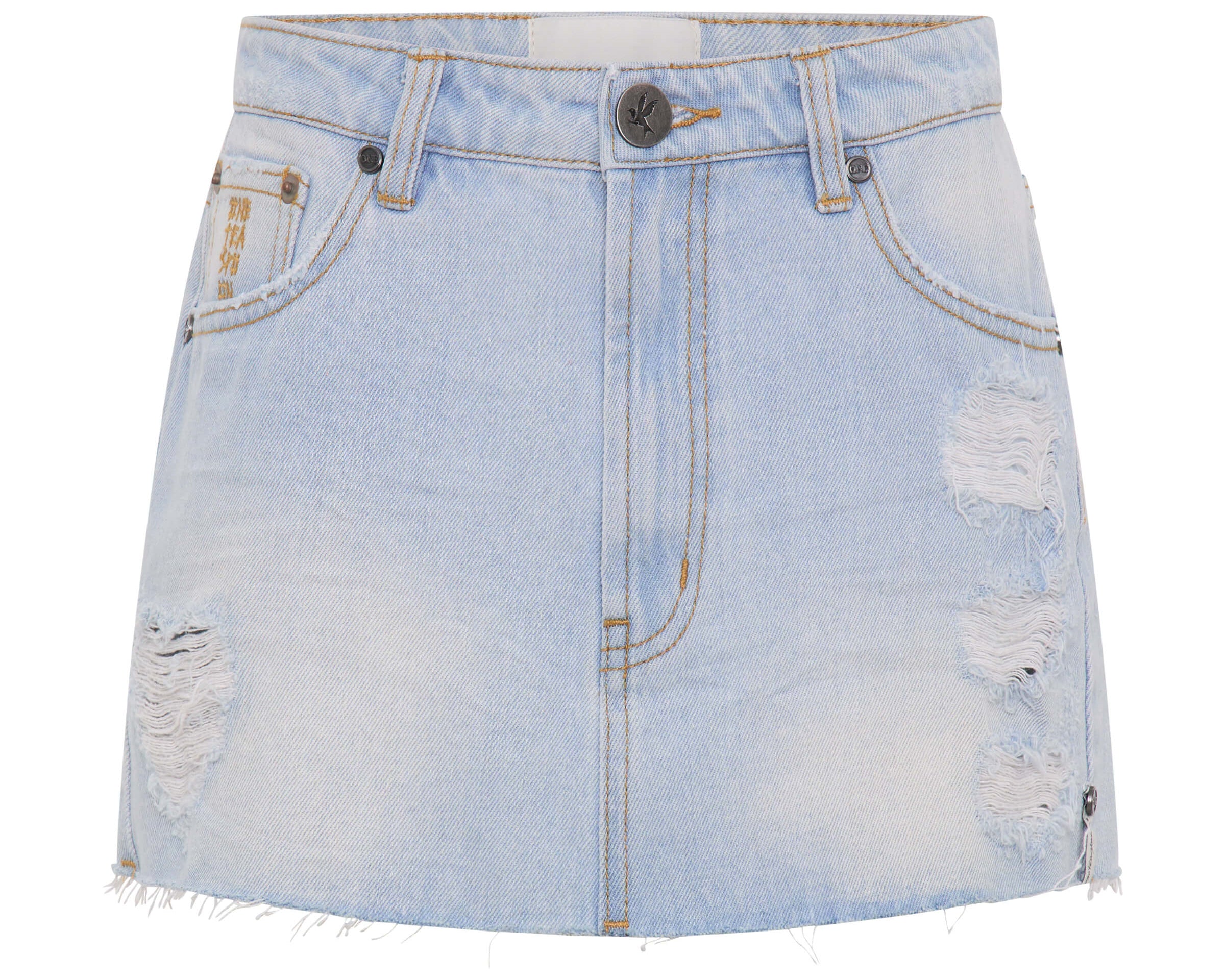 Sloane Low Waist Denim Mini Skirt - Cyber Blue