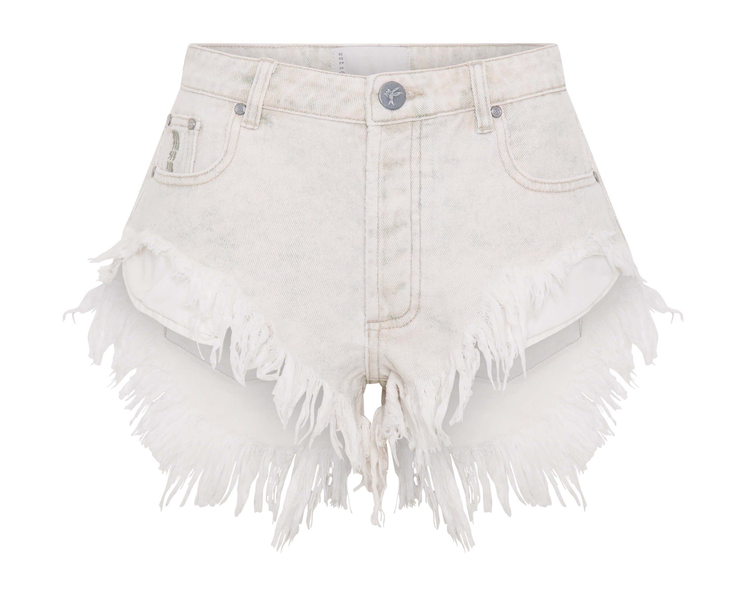 Rollers Low Waist Denim Shorts - Pebble White