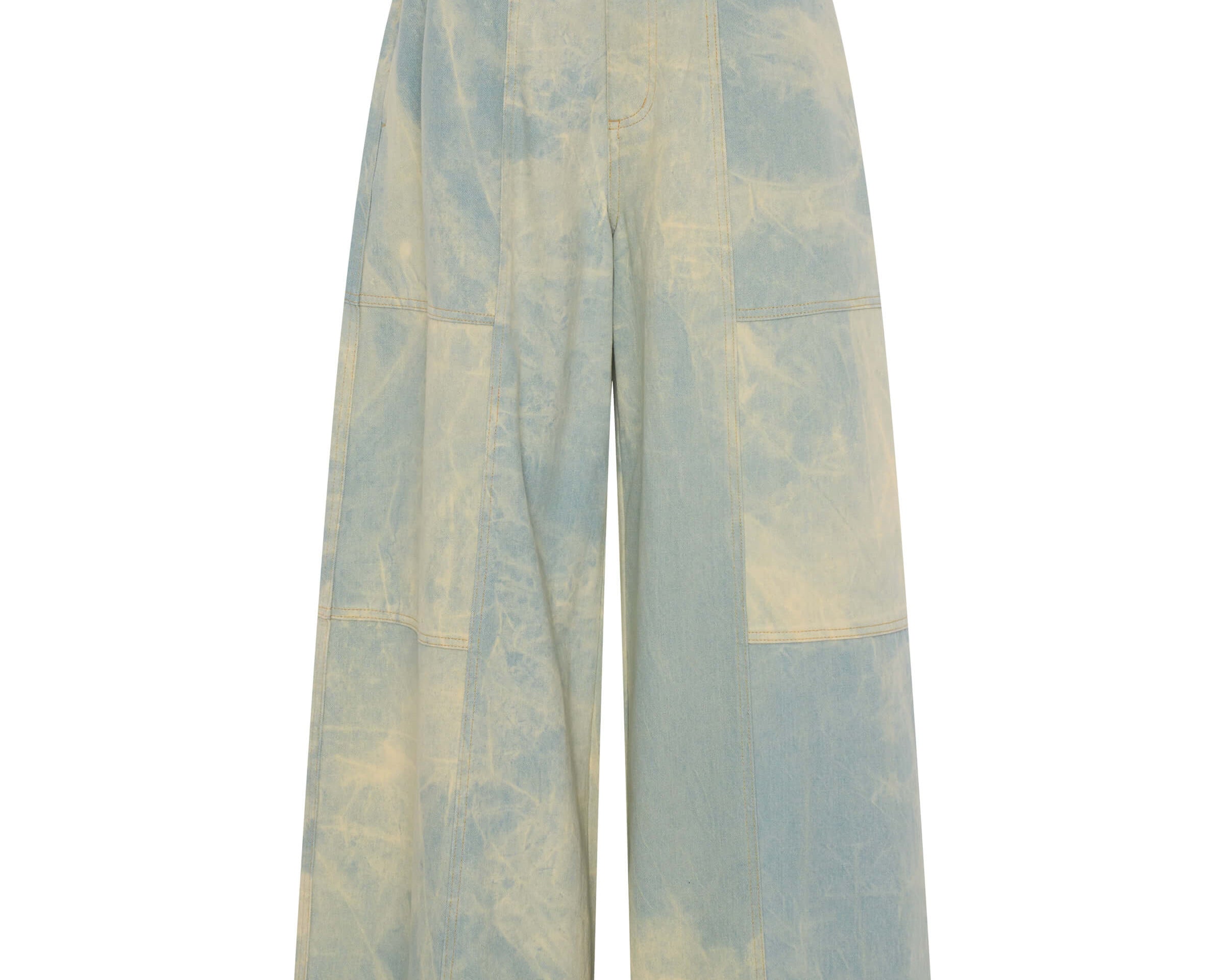 Palazzo Mid Waist Denim Jeans - Aruba Sky Blue