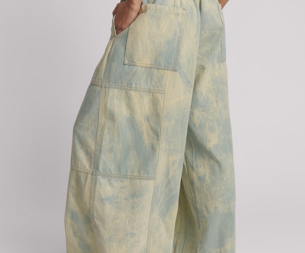 Palazzo Mid Waist Denim Jeans - Aruba Sky Blue