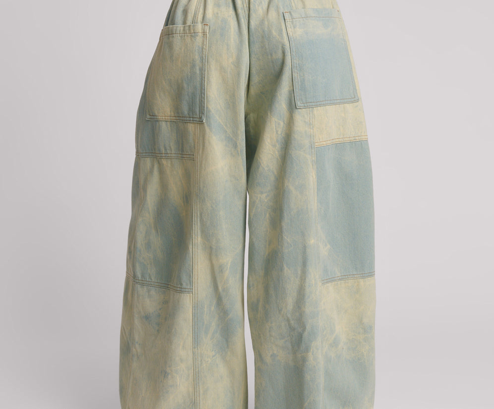 Palazzo Mid Waist Denim Jeans - Aruba Sky Blue