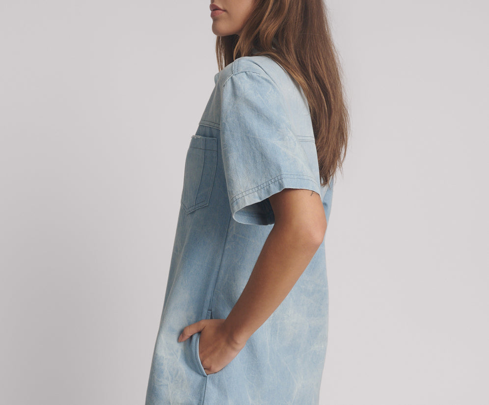 Pixie Denim Shirt Dress - Cloudy Blue