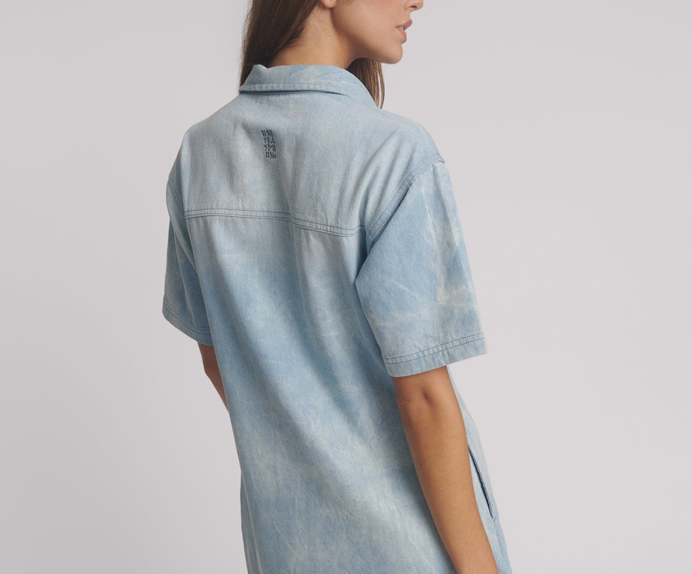 Pixie Denim Shirt Dress - Cloudy Blue