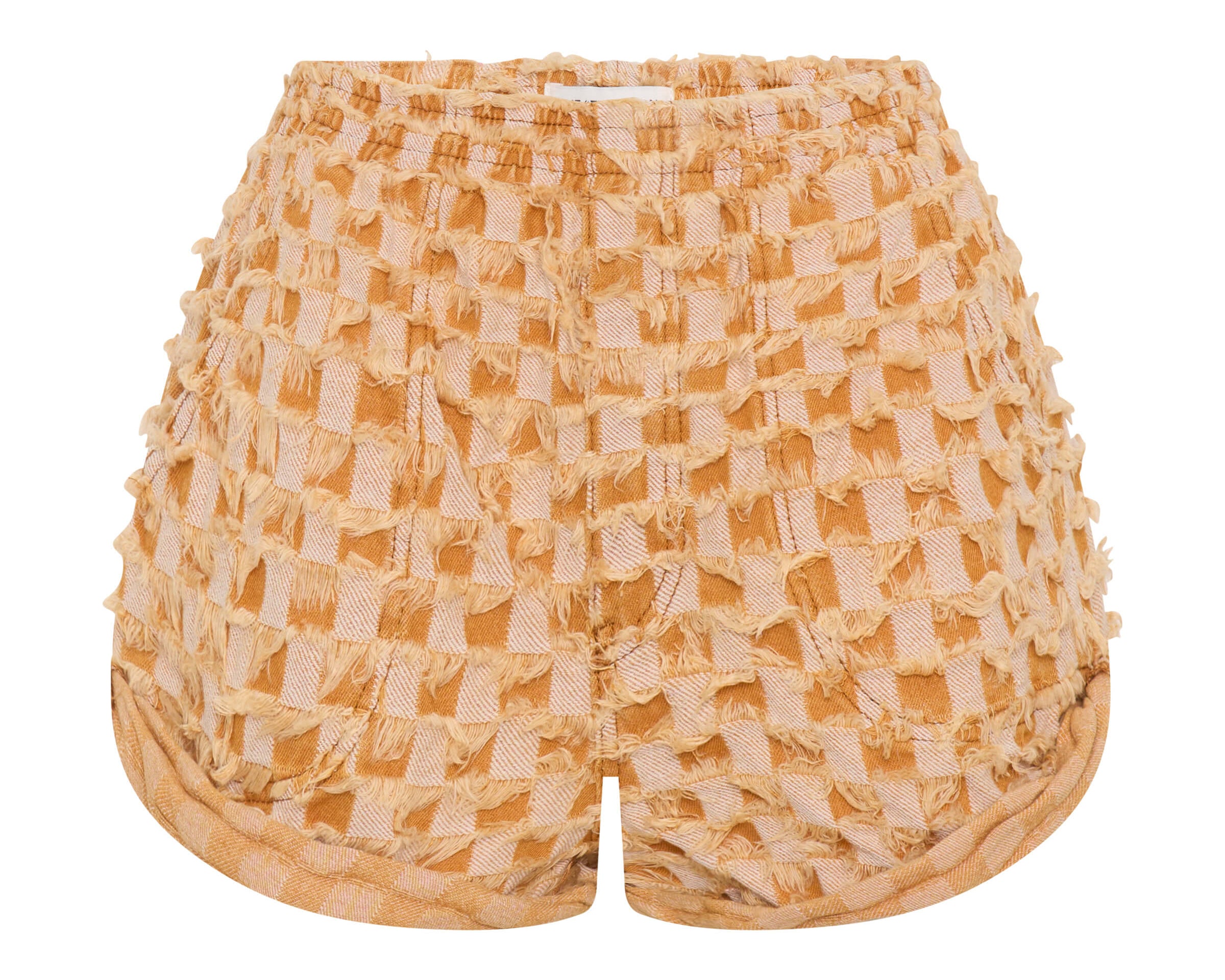 Hunters Mid Waist Boyfriend Elasticated Gingham Shorts - Yellow