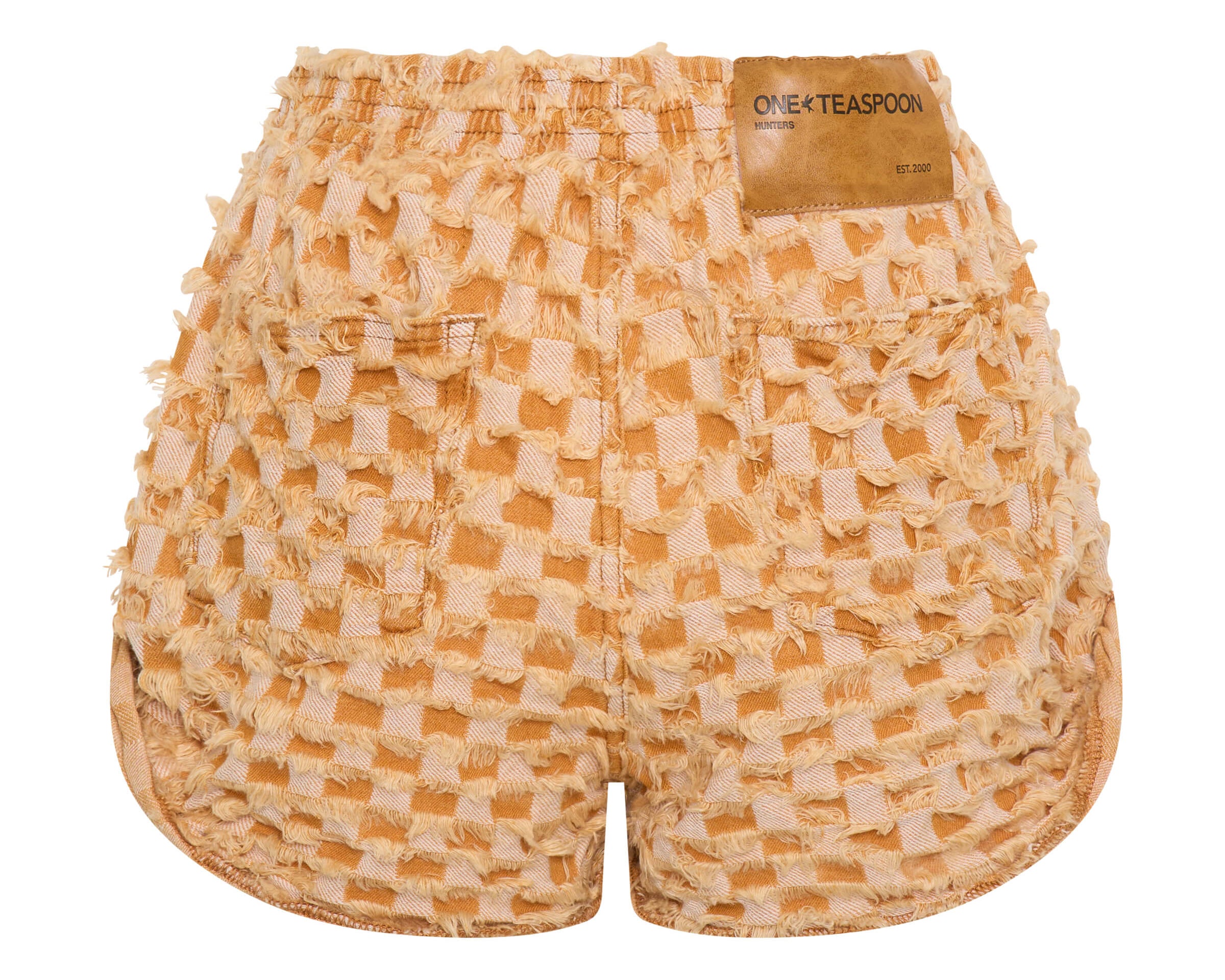 Hunters Mid Waist Boyfriend Elasticated Gingham Shorts - Yellow