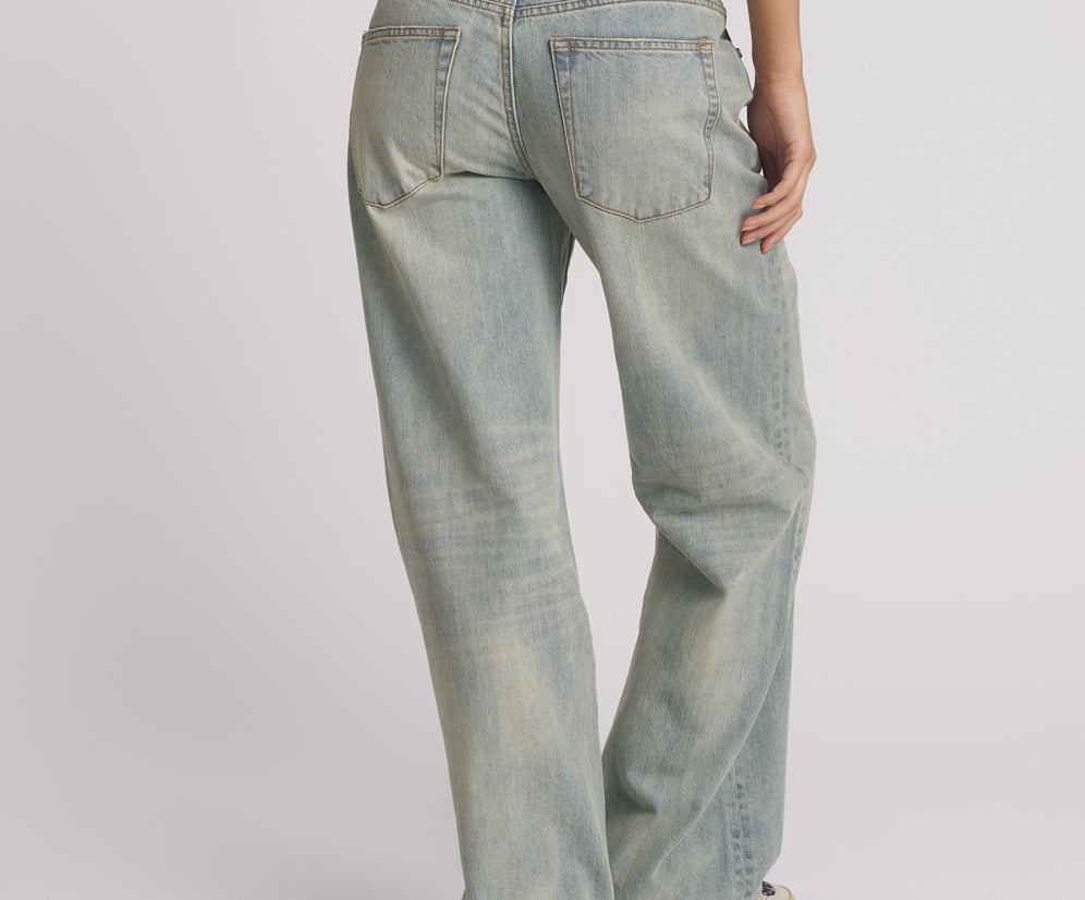 Low Riders Low Waist Wide Leg Denim Jeans - Sunkissed Blue