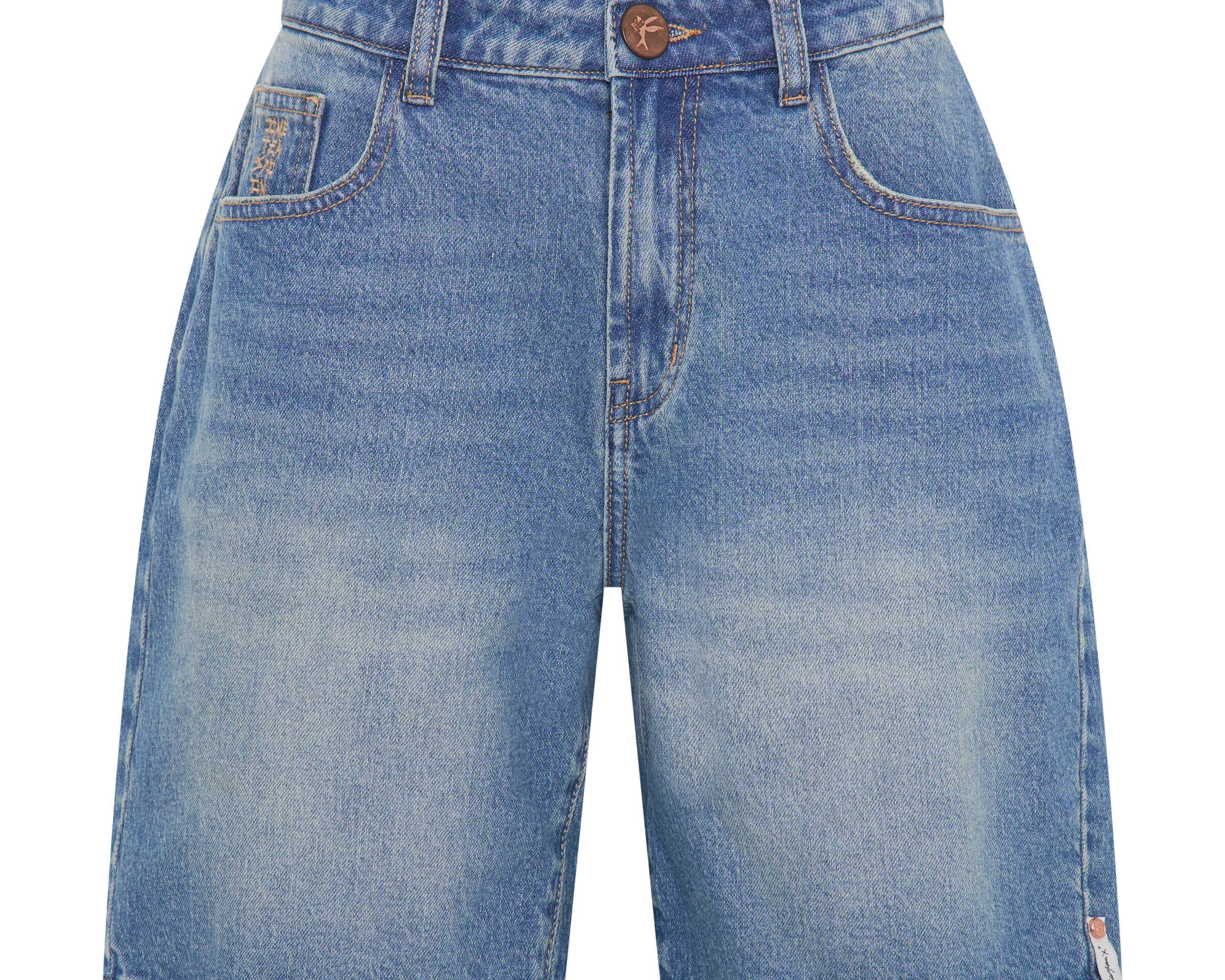 Jacksons Mid Waist Wide Leg Denim Shorts - Texas Blue