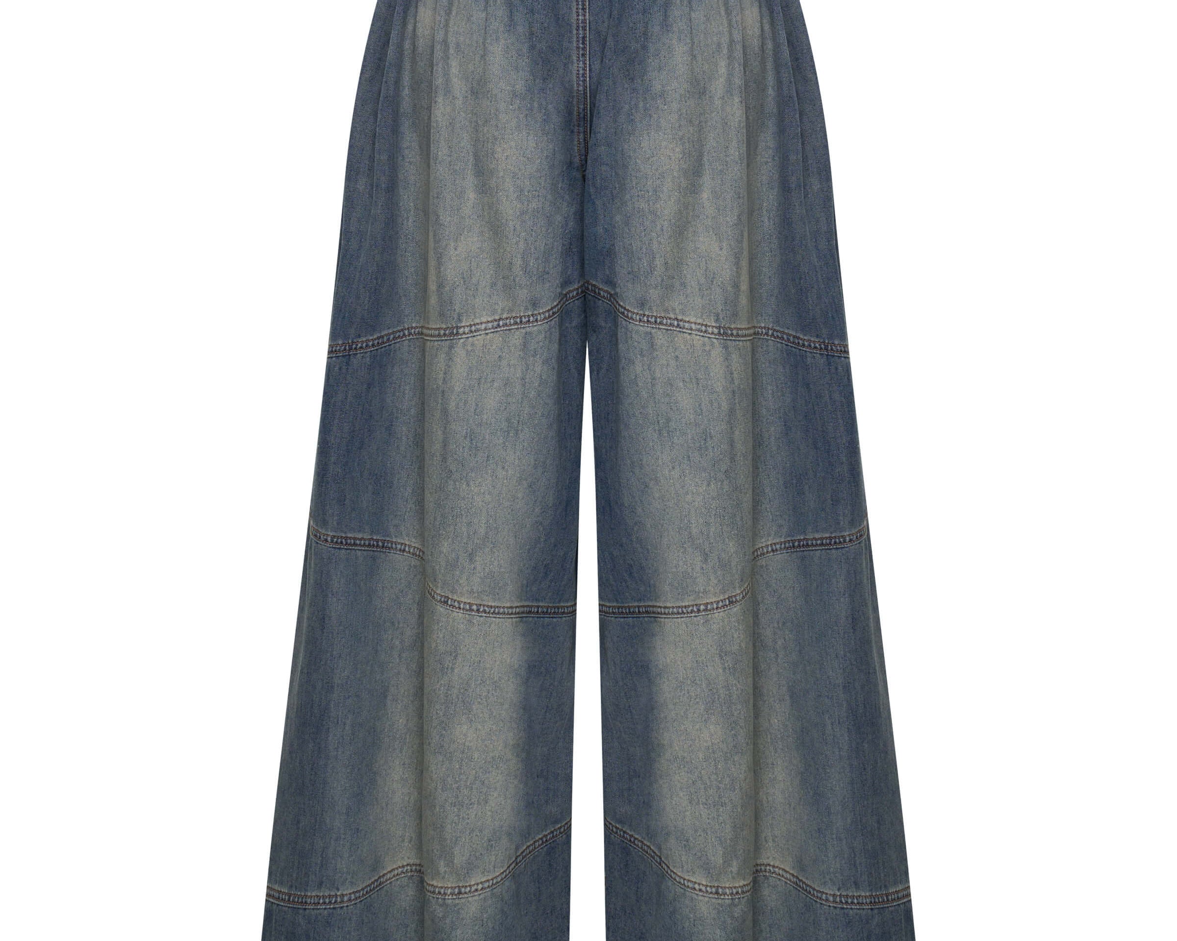 Daddios Low Waist Super Wide Leg Denim Jeans - Blue Sand