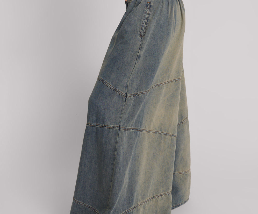 Daddios Low Waist Super Wide Leg Denim Jeans - Blue Sand