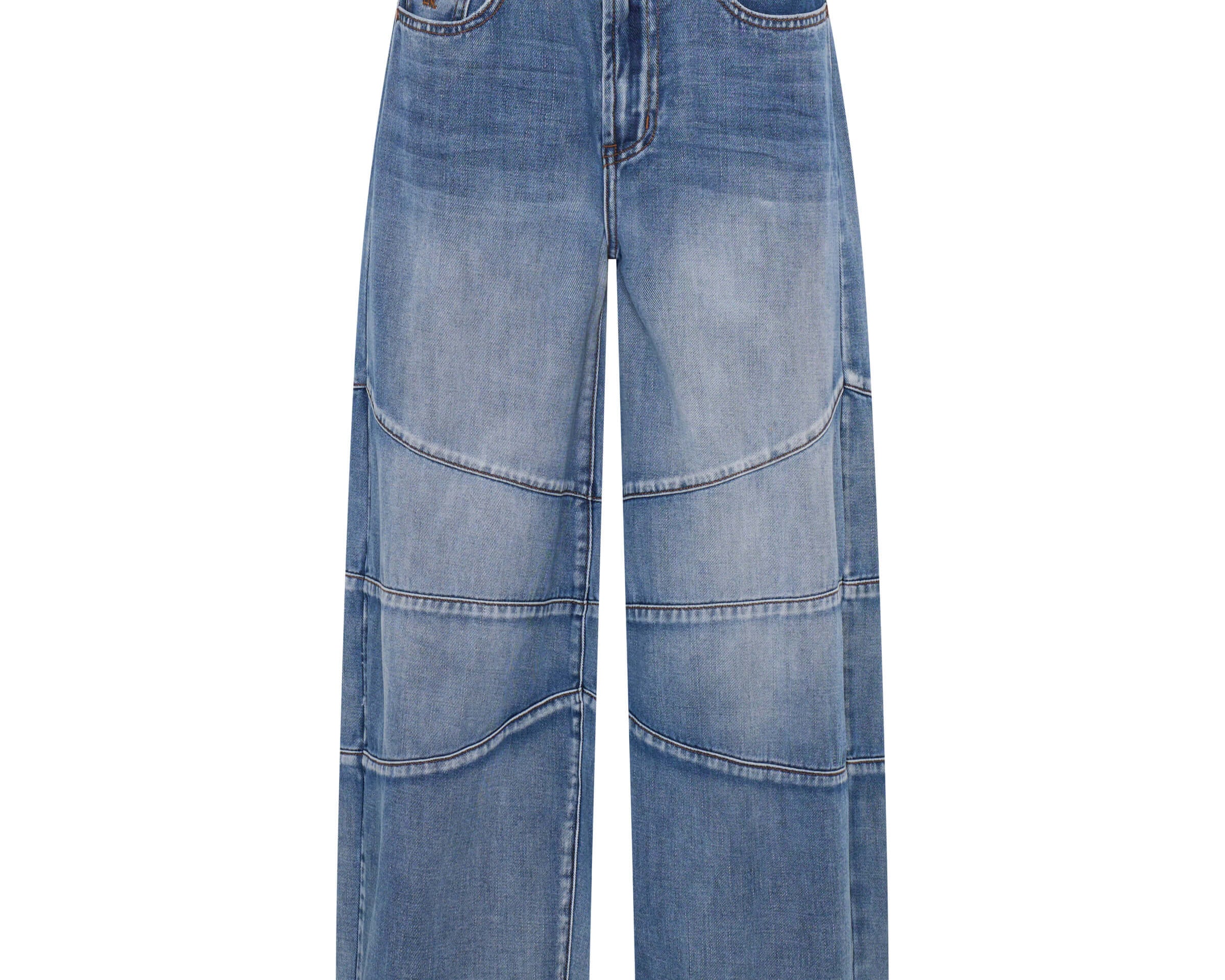 Barrel Mid Waist Wide Leg Denim Jeans - Blue Summer