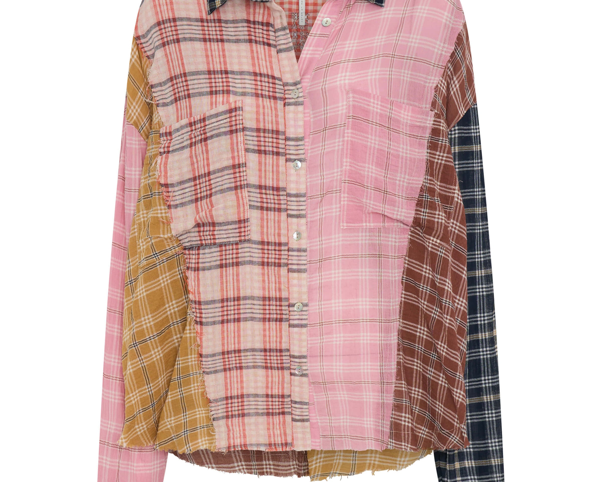 Panelled Flannel Oversized Shirt - Multi