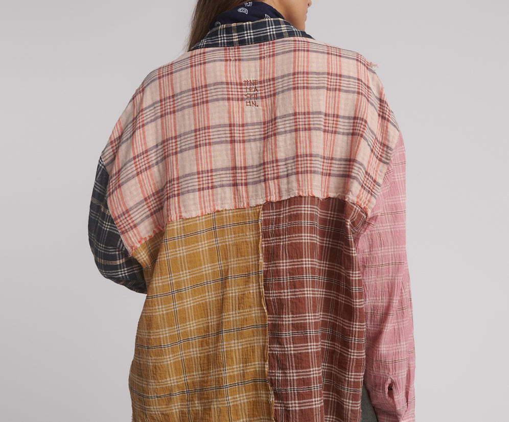 Panelled Flannel Oversized Shirt - Multi