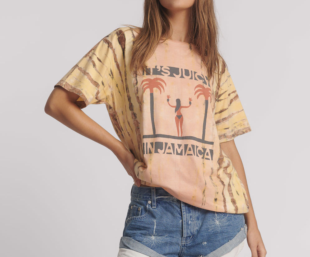 Its Juicy In Jamaica Boyfriend Tee - Peach