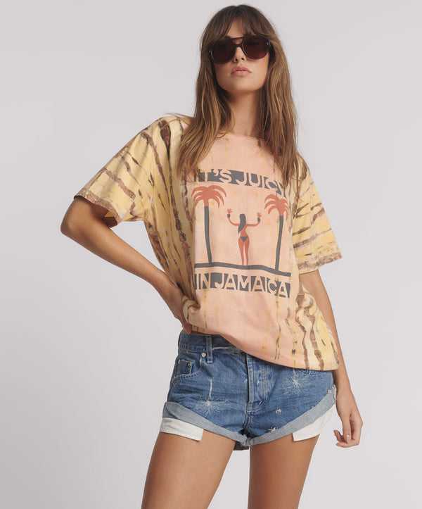 Its Juicy In Jamaica Boyfriend Tee - Peach