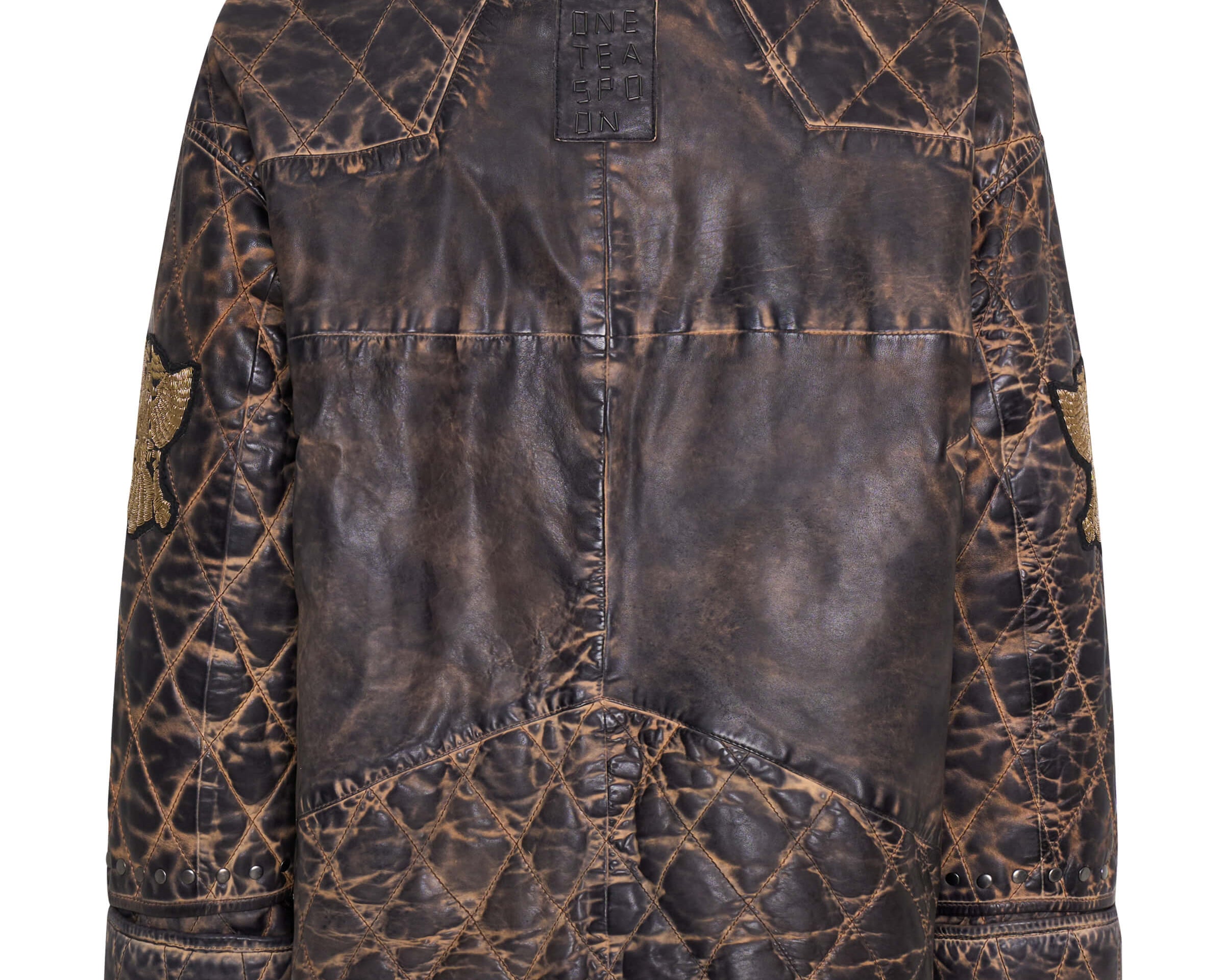 Quilted Star Leather Jacket - Black Tobacco