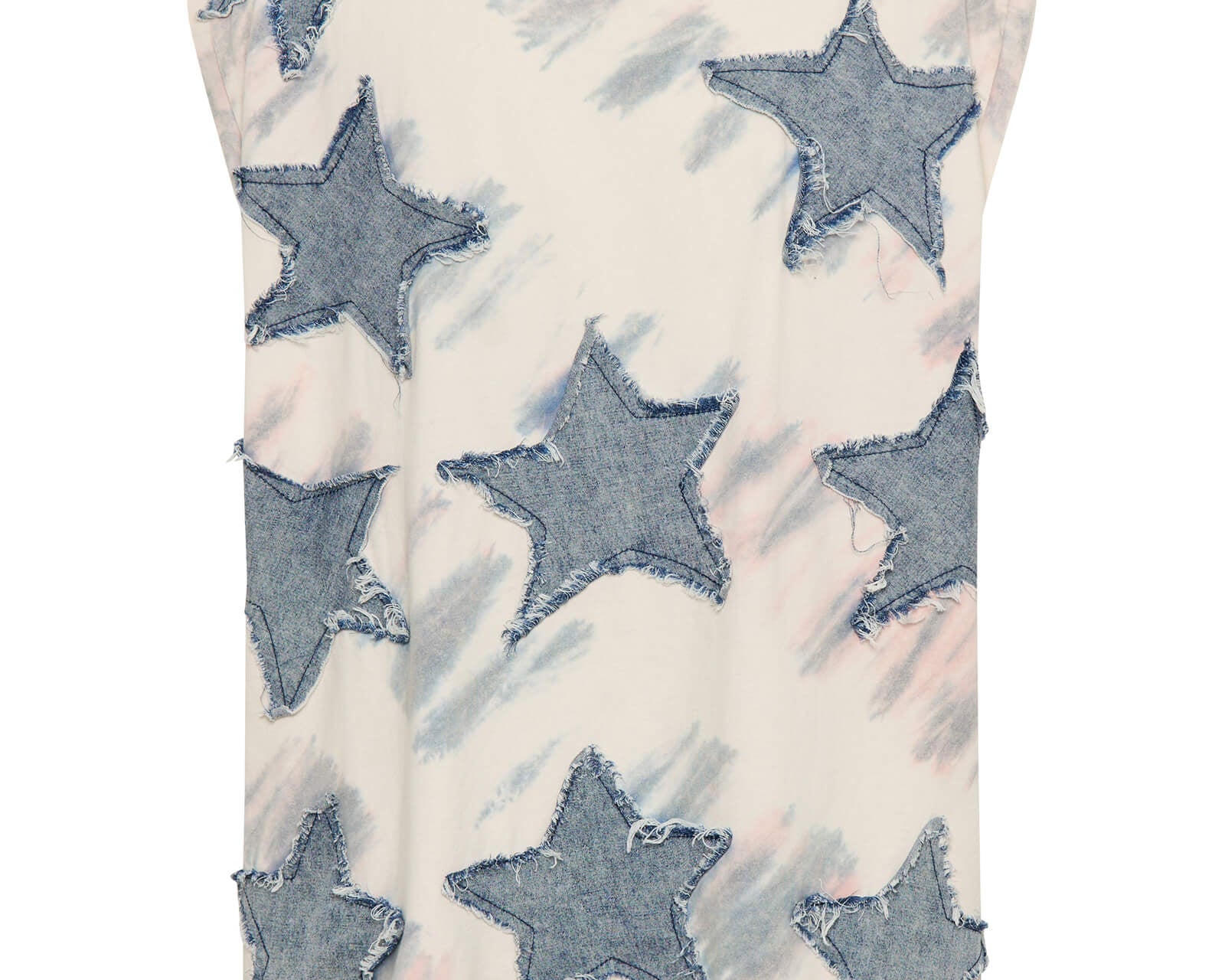 Denim Star Tie Dye Oversized Tank Top - Ivory / Blue