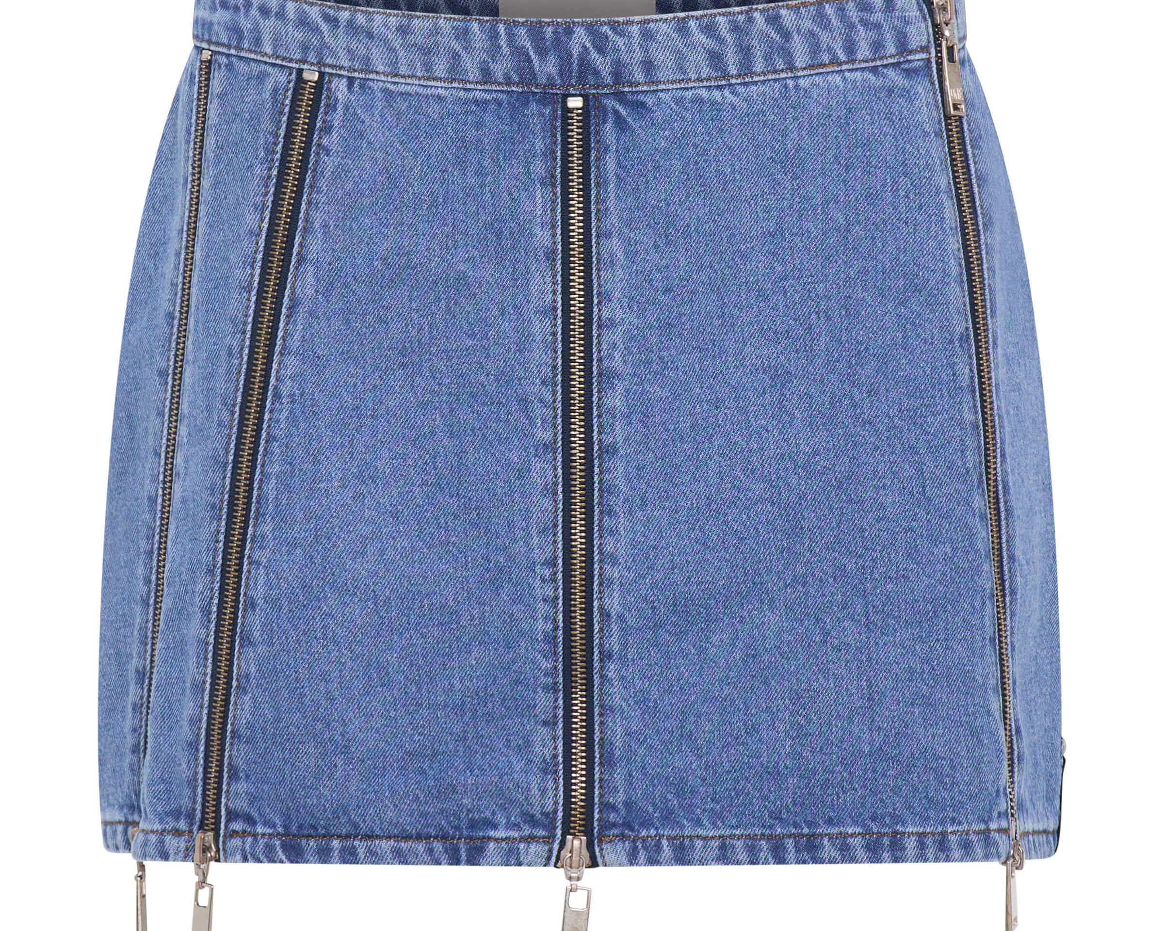 Zip Micro Mini Denim Skirt - Blue Estate