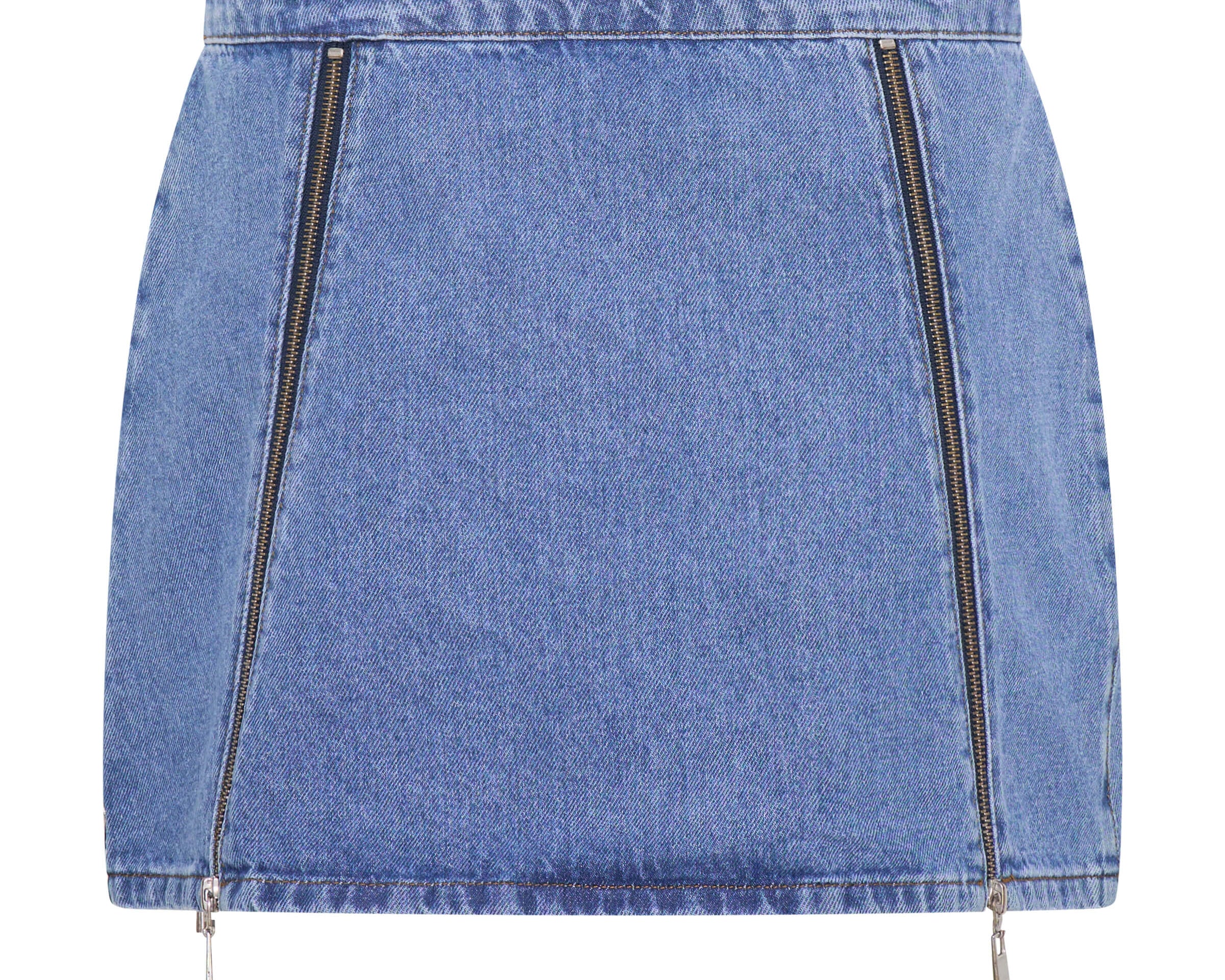 Zip Micro Mini Denim Skirt - Blue Estate