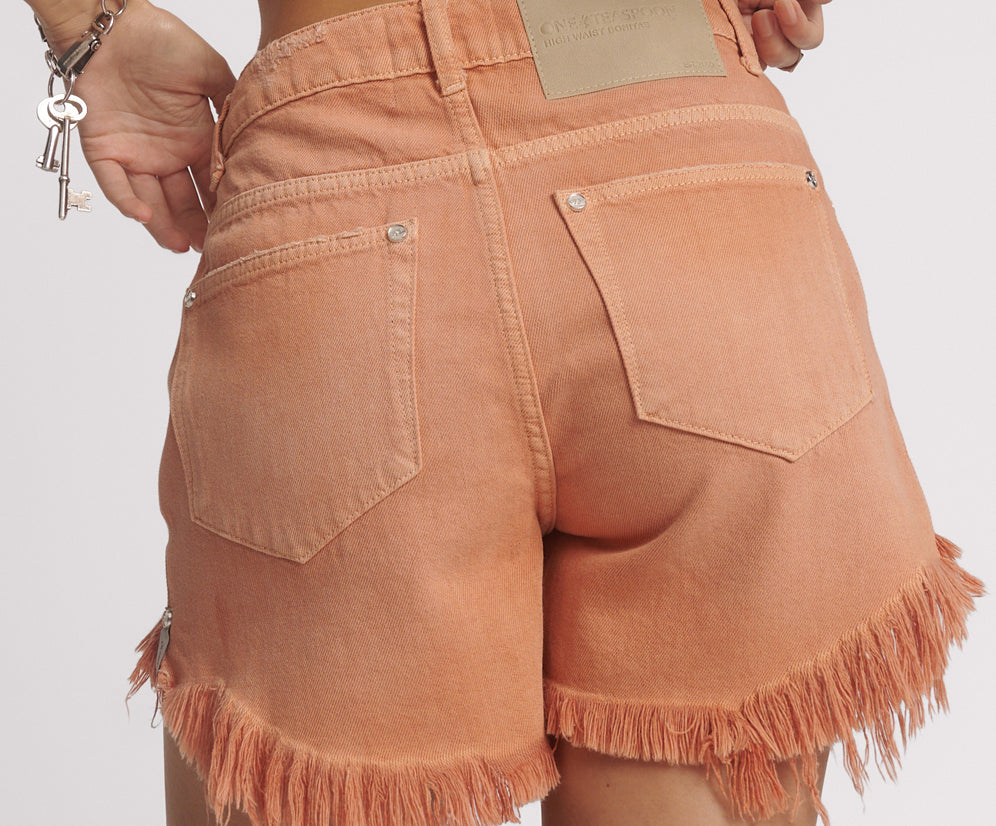 Bonitas High Waist Denim Shorts - Malta Orange