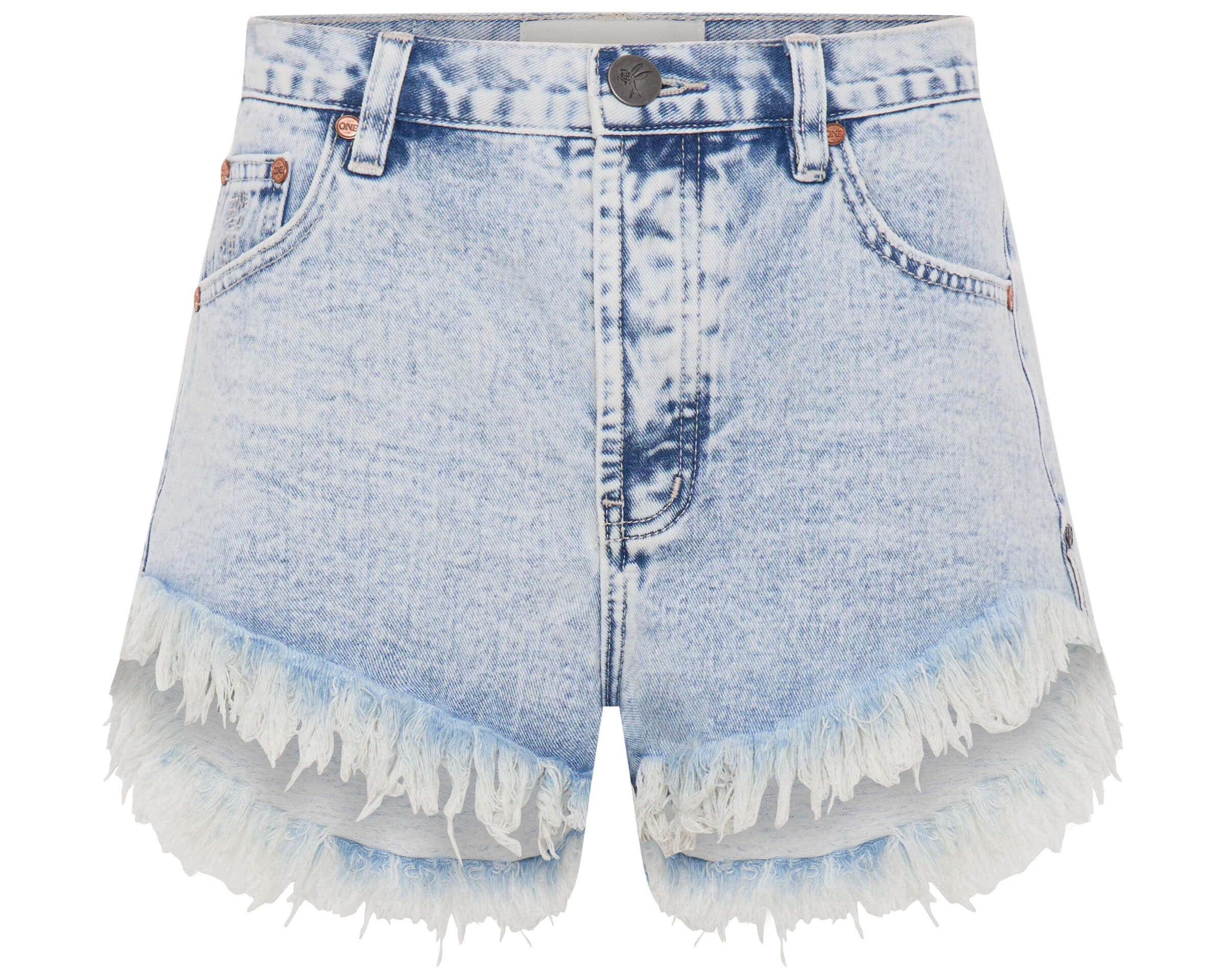 Outlaws Low Waist Mid Length Denim Shorts - Bahama Blue