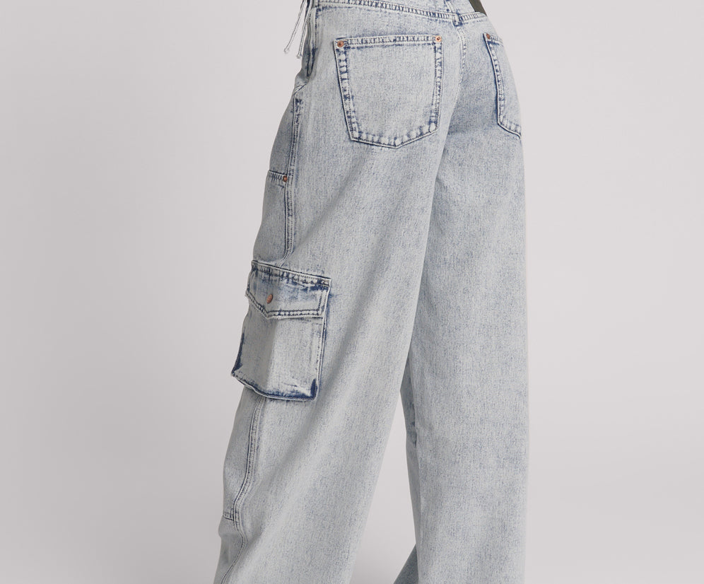 Ravens High Waist Barrel Leg Denim Jeans  - Bahama Blue