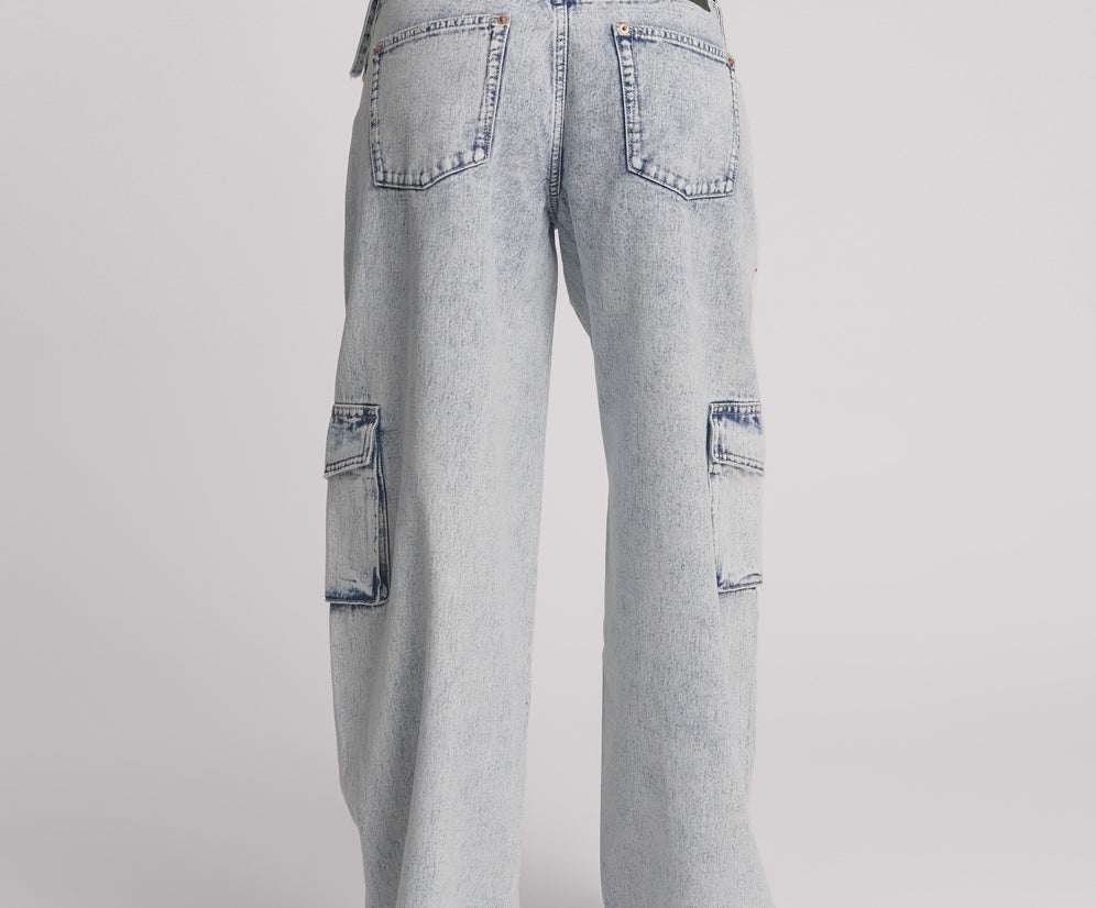 Ravens High Waist Barrel Leg Denim Jeans  - Bahama Blue