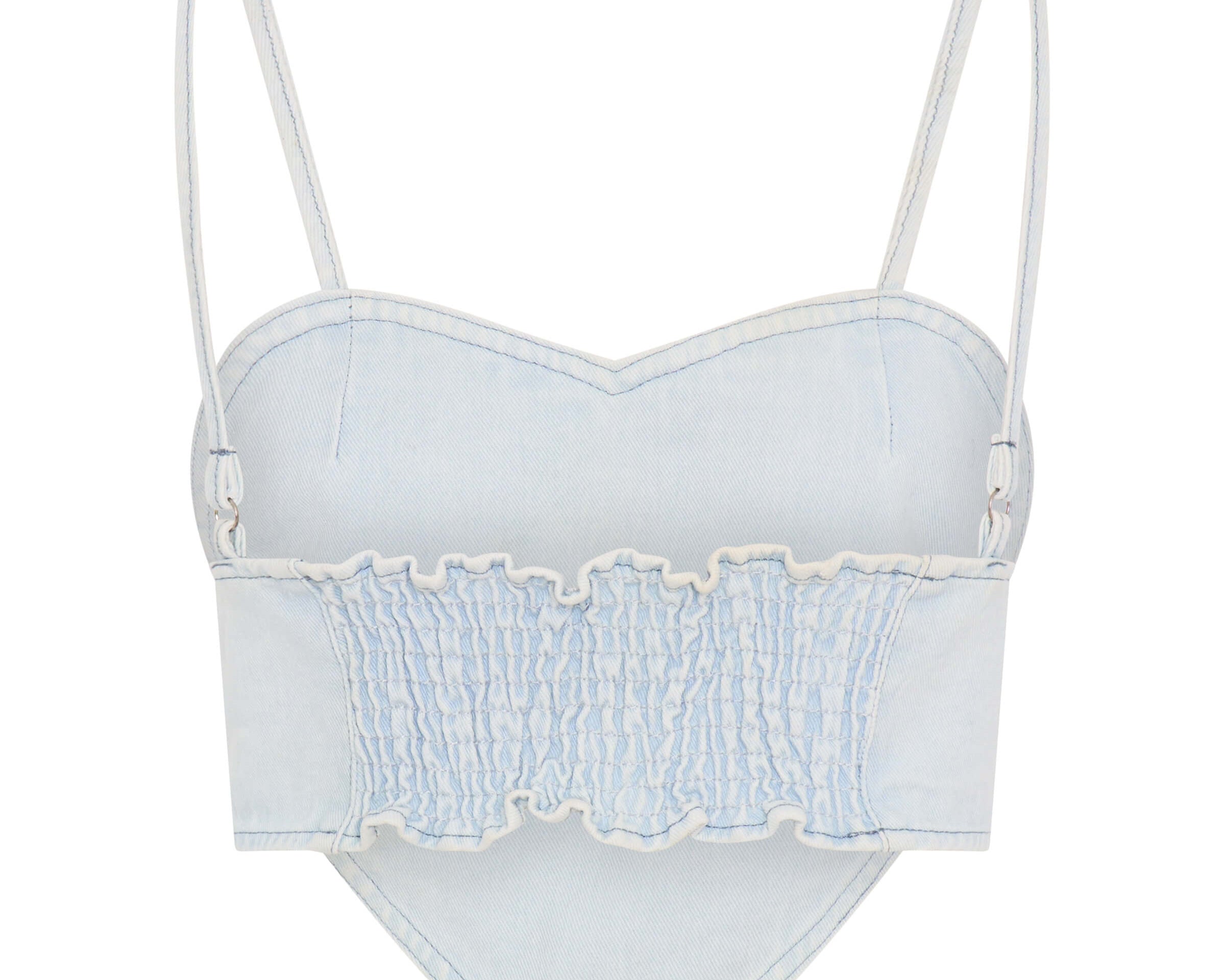 Denim Heart Backless Crop Top - Le Surf Blue